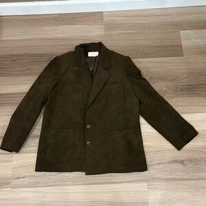 Chic Dark Brown Suede Blazer